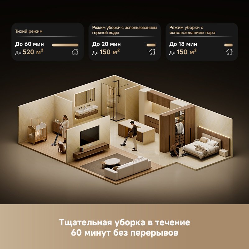 Пылесос DREAME H16 Steam черный купить,379990