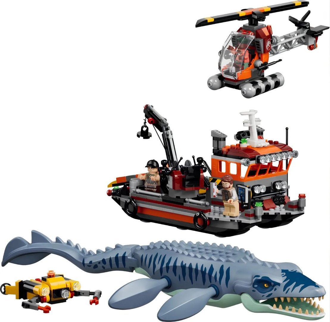 Конструктор LEGO Jurassic World Нападение мозазавра на корабль 77983, деталей 703 шт