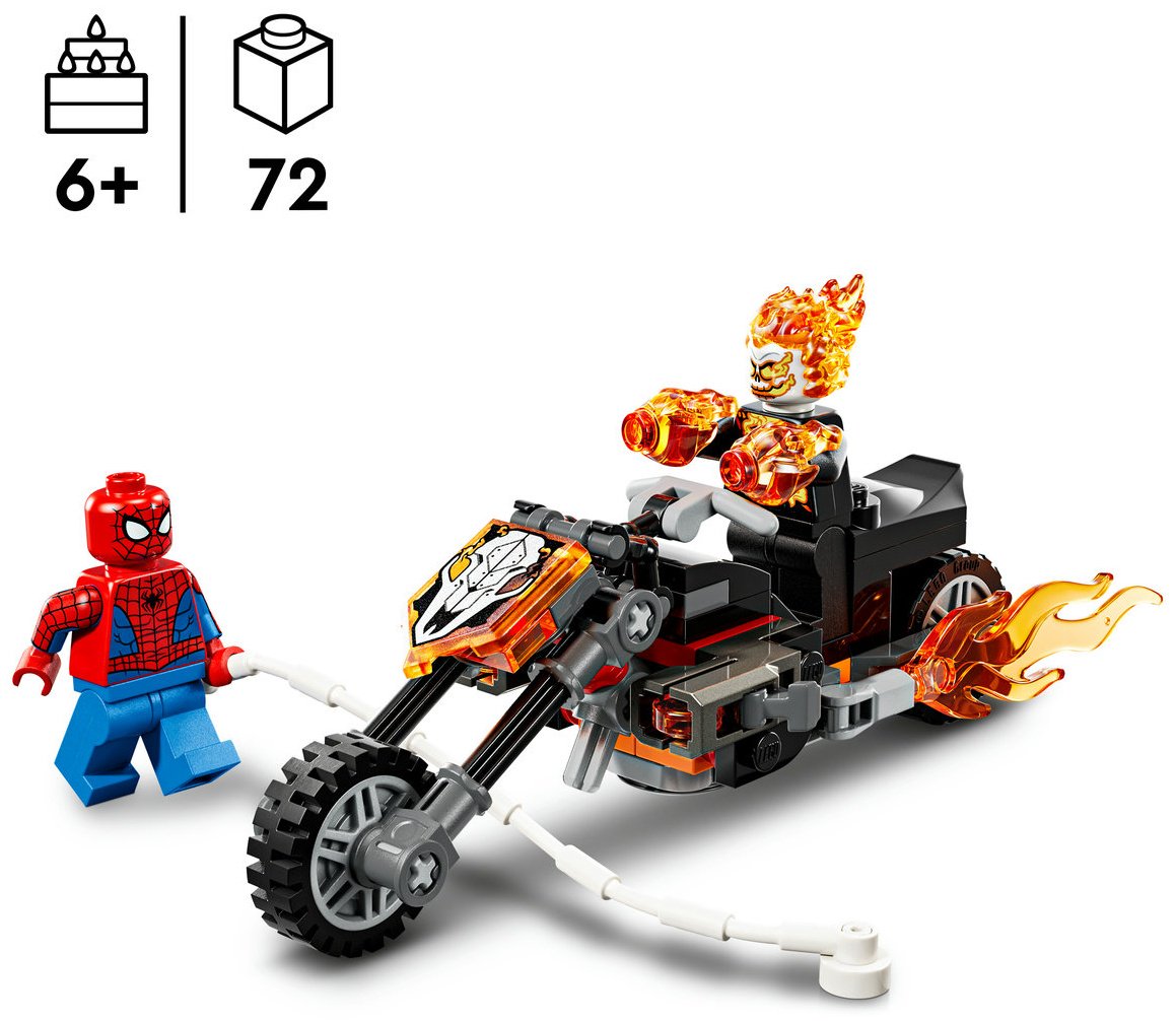 Конструктор LEGO Мотоцикл Человека-паука против Призрачного гонщика 76335, деталей 72 шт купить,NaN