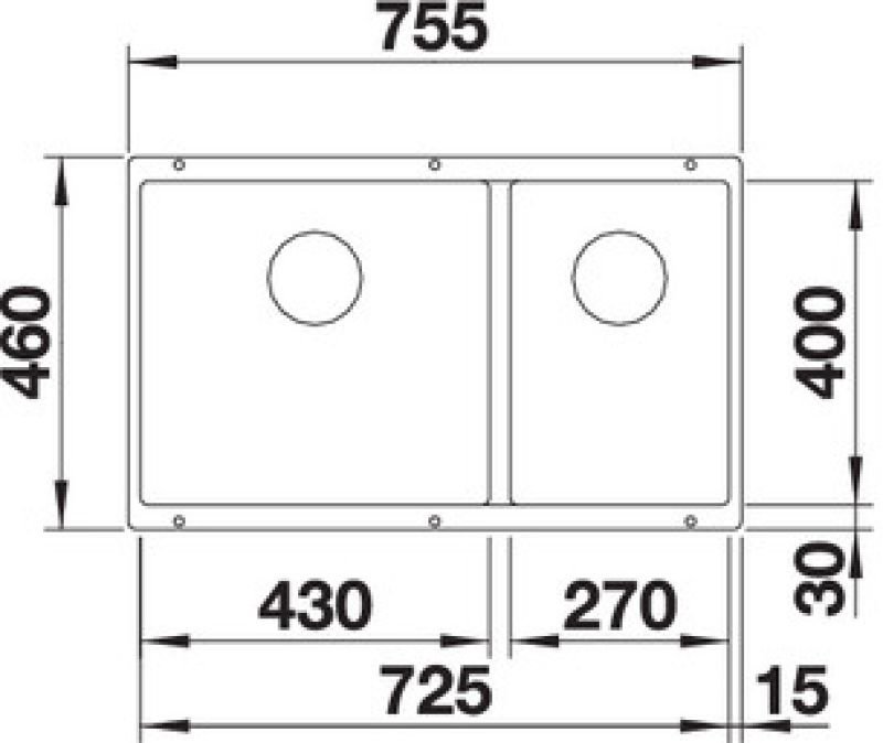 Blanco Subline 430/270-U подстольная 46х75.5х20 см, искусственный гранит, тон темная скала