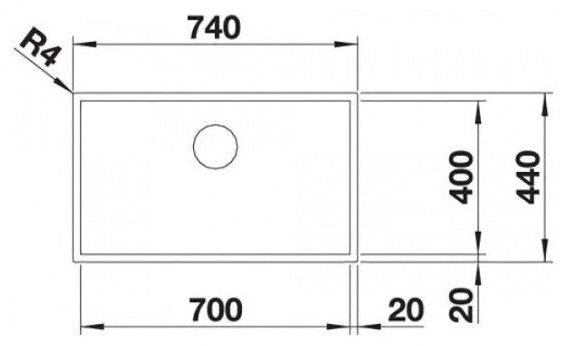 Blanco Zerox 700-U Durinox (521560) подстольная 74х44х18.5 см, нержавеющая сталь, тон серый металлик
