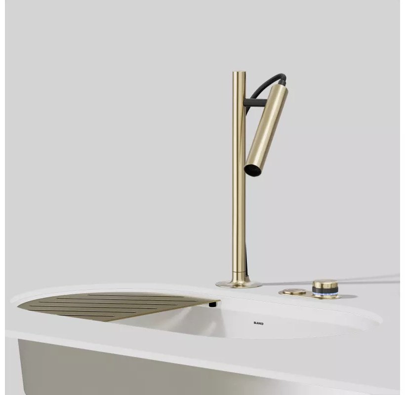 Смеситель Blanco Luneoo-S Satin Gold (527974), латунь, цвет золотой, сатин