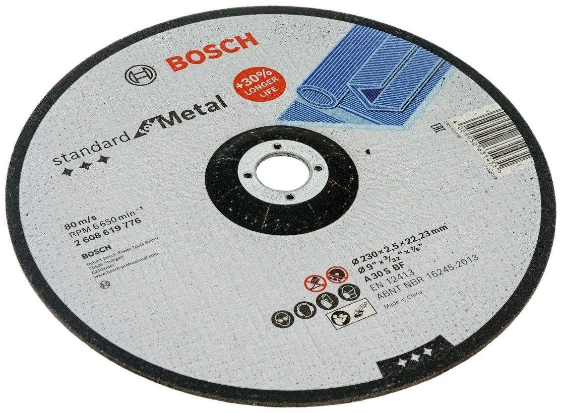 Диск отрезной абразивный 230x22.2х2.5 мм, Bosch 2608619776