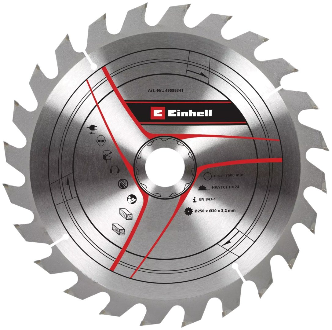Пильный диск по дереву EINHELL 49589341, 250x30 мм, 24Т