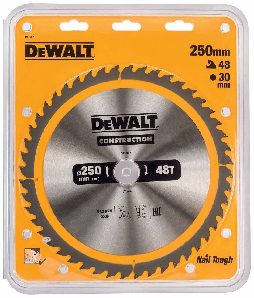 Пильный диск по дереву DeWALT DT1957, 250x30 мм, 48Т
