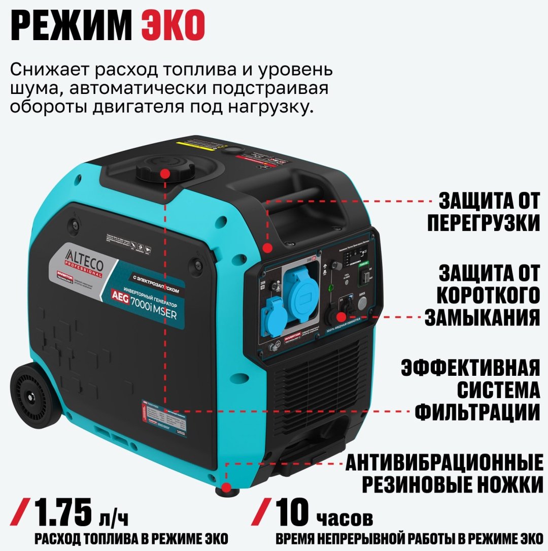 Электростанция бензиновая ALTECO 5 кВт 1 (220 В), AEG 7000i MSER