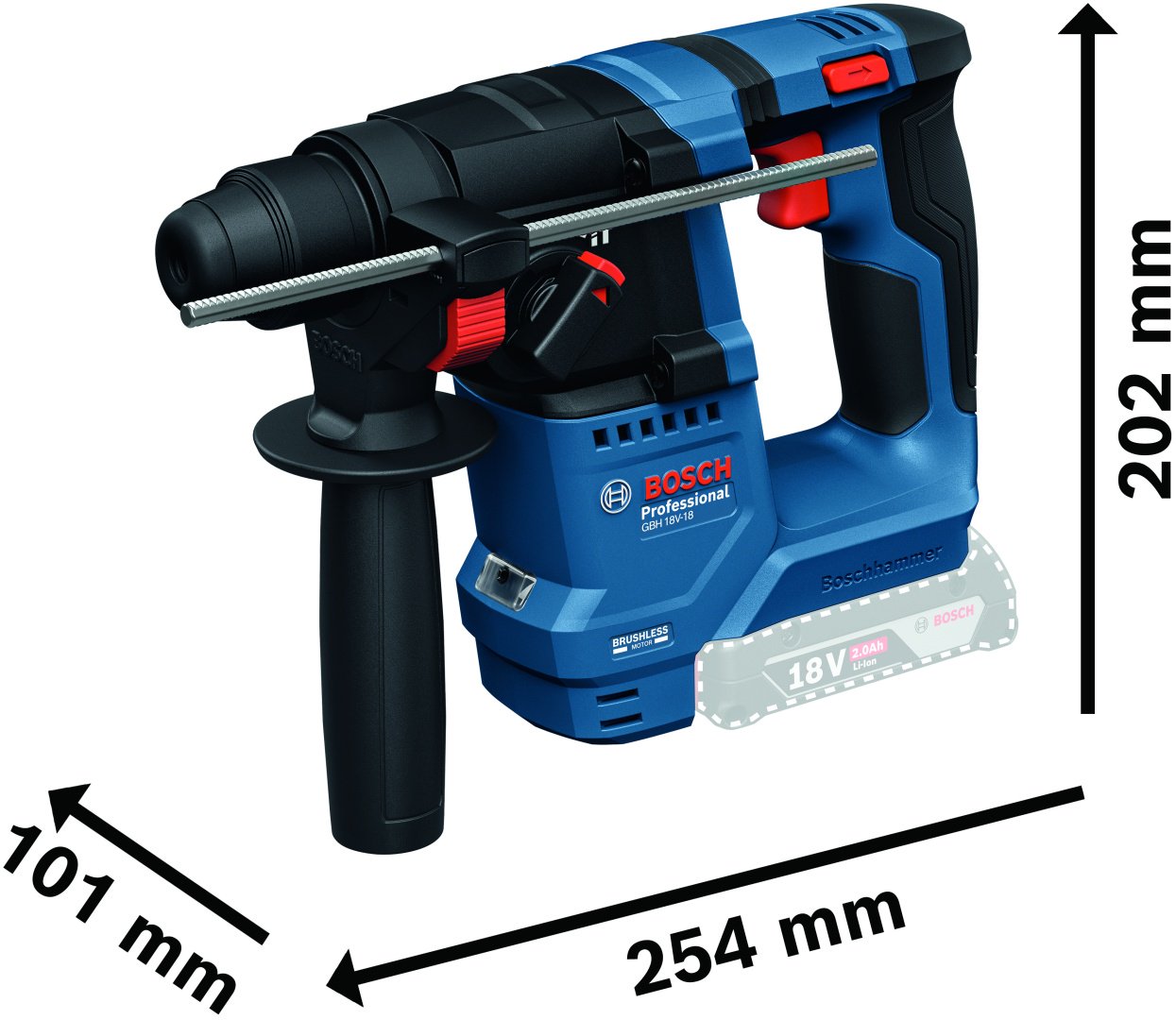Аккумуляторный перфоратор с патроном SDS Plus Bosch PRO GBH 18V-18, 0611927000