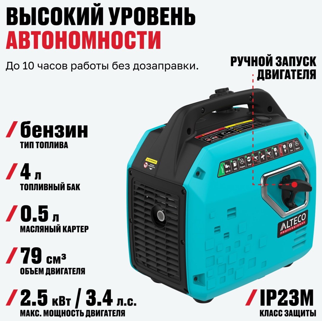 Электростанция бензиновая ALTECO 1.9 кВт 1 (220 В), AEG 2700i MS 94277