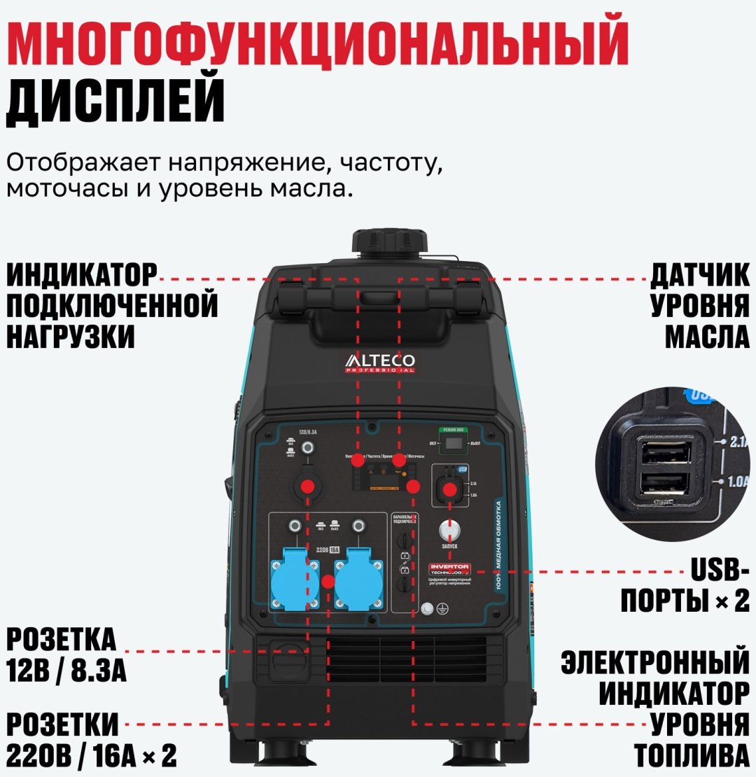 Электростанция бензиновая ALTECO 3.6 кВт 1 (220 В), AEG 4800i MSE 94279
