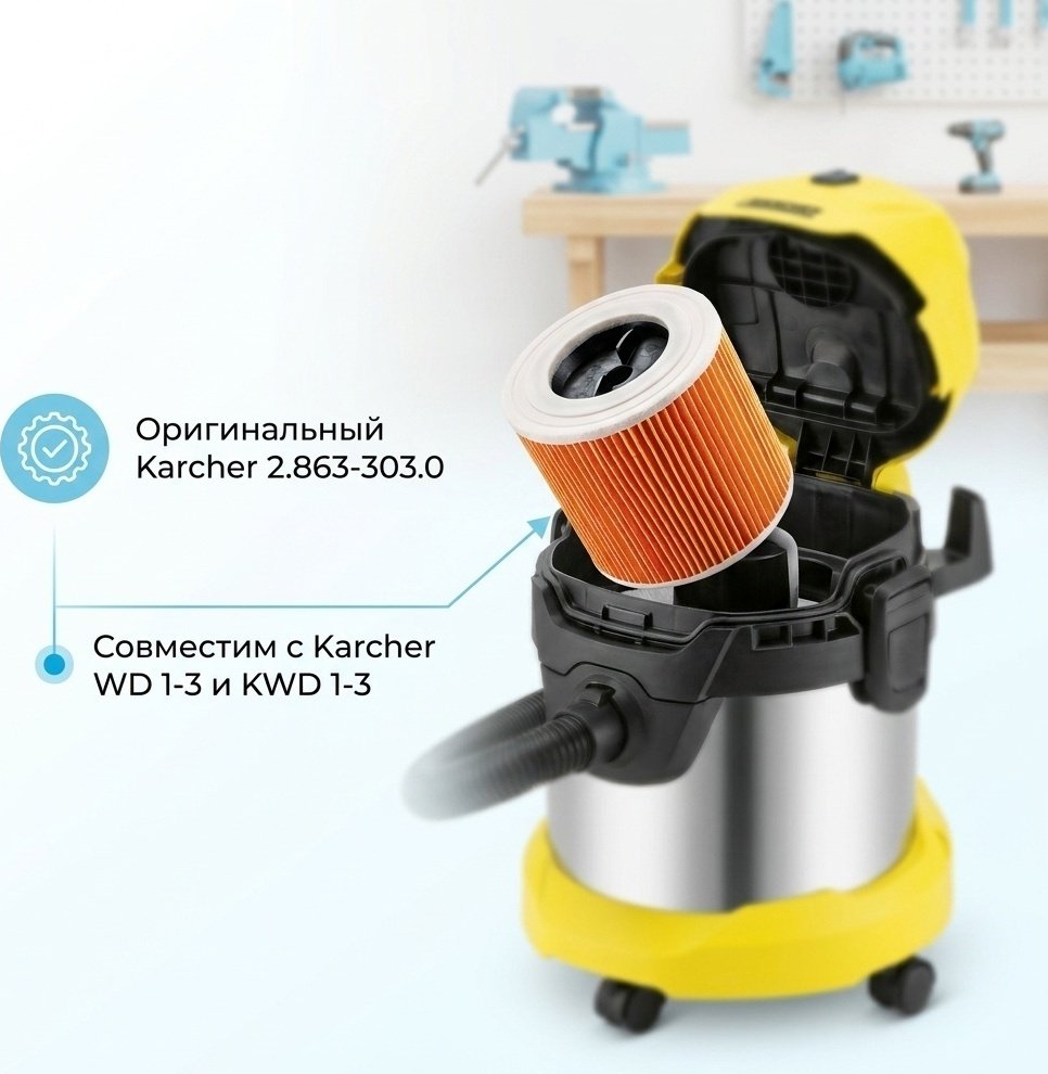 Фильтр для пылесоса Karcher многоразовый 2.863-303.0 1 шт