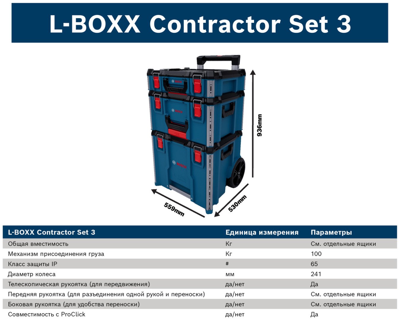 Система хранения Bosch L-BOXX Contractor Set 3, 1600A037DY купить,207000