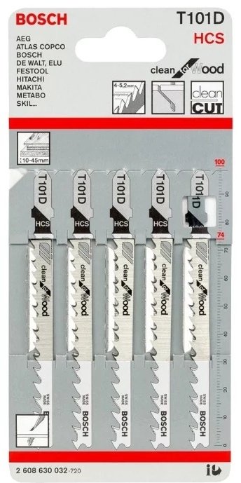 Пилки для лобзика по дереву 5 шт. Bosch 2608630032