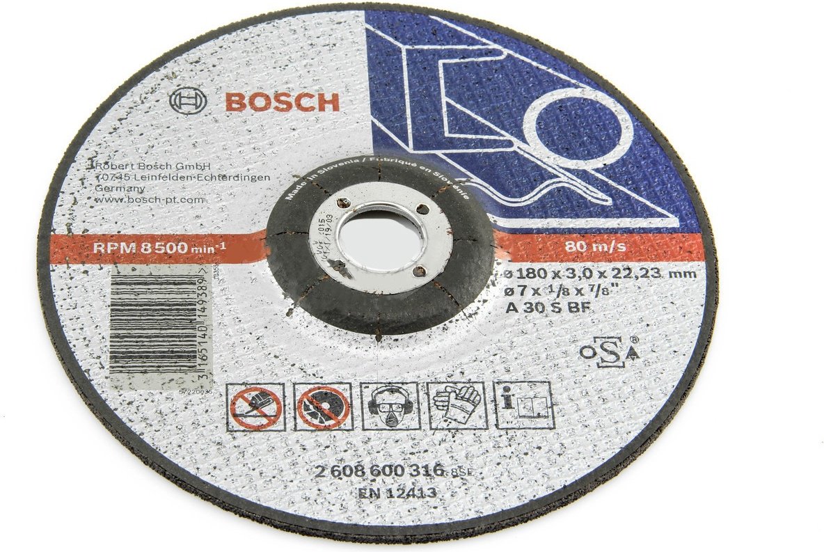 Диск отрезной абразивный 180x22.23х3 мм, Bosch 2608600316 купить,860