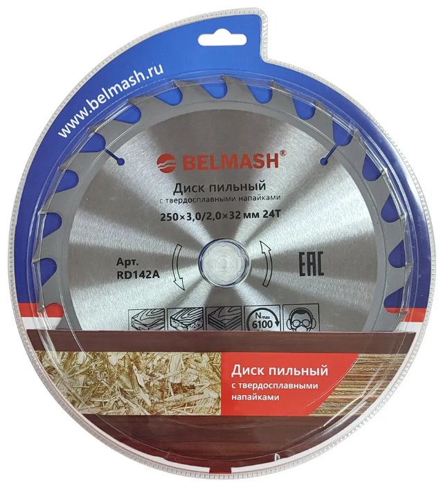 Пильный диск по дереву BELMASH 250x3,0/2,0x32/30мм 24T / RD142A, 250x32 мм, 24Т