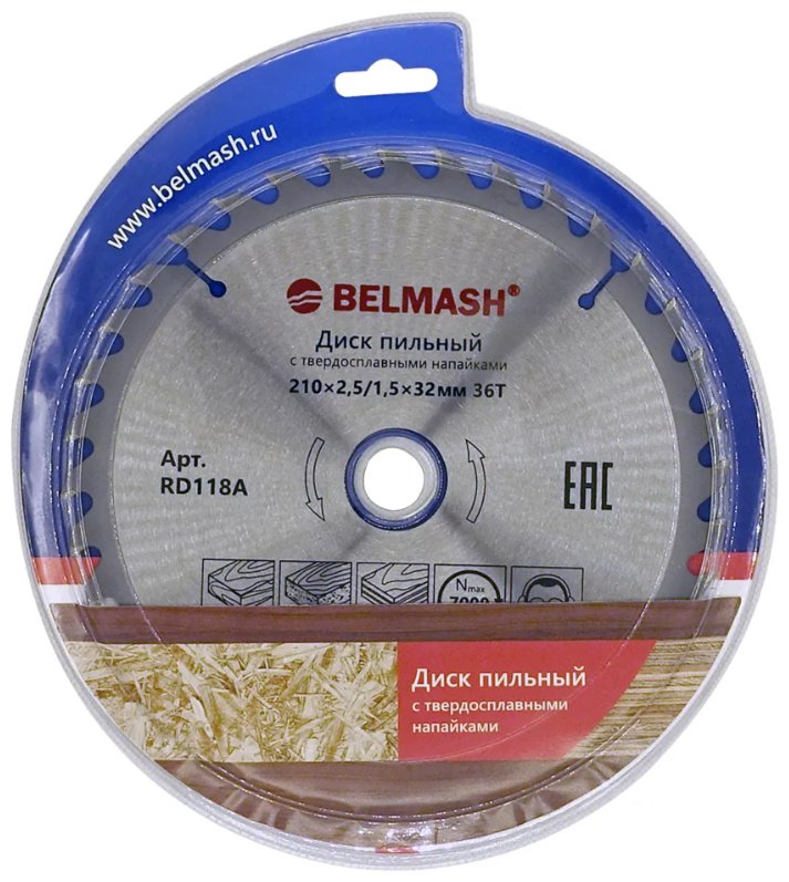Пильный диск универсальный BELMASH 210x2,5/1,5x32/30мм 36T / RD118A, 210x32 мм, 36Т