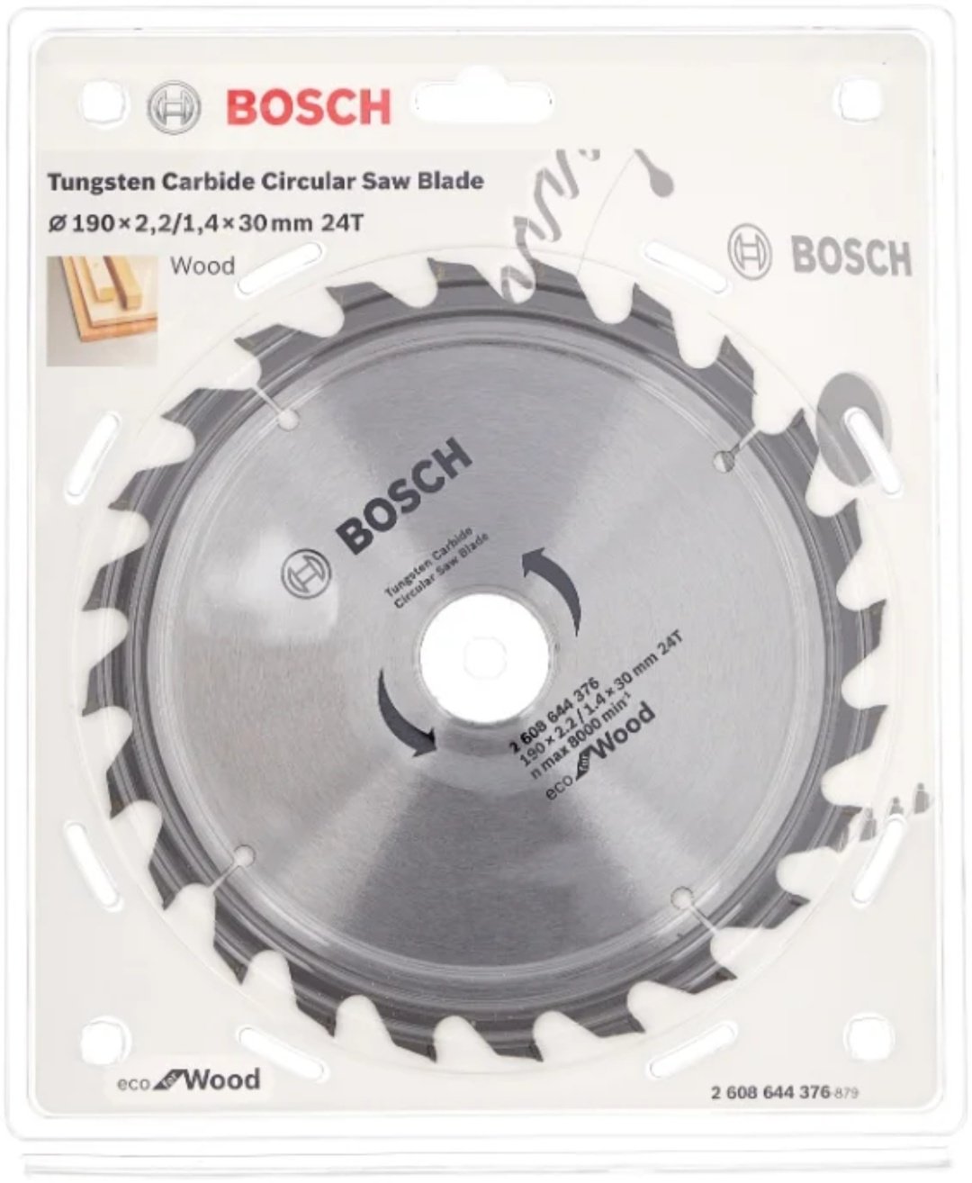 Пильный диск по дереву Bosch Eco Wood 2608644376, 190x30 мм, 24Т