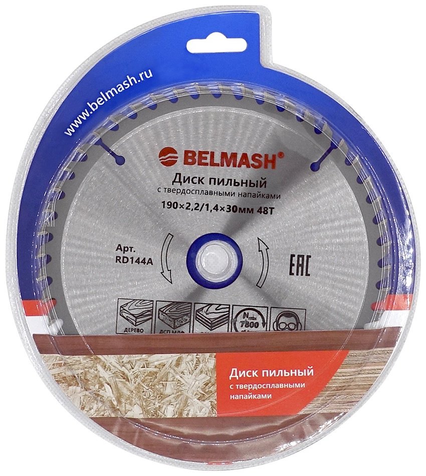 Пильный диск по дереву BELMASH RD144A, 190x30 мм, 48Т