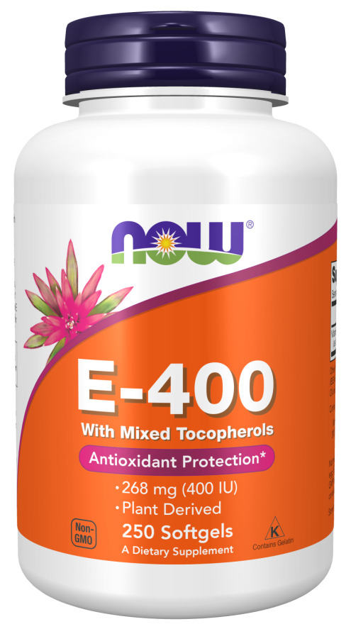 NOW Витамин E-400 with Mixed Tocopherols 250 шт капсулы купить,20000