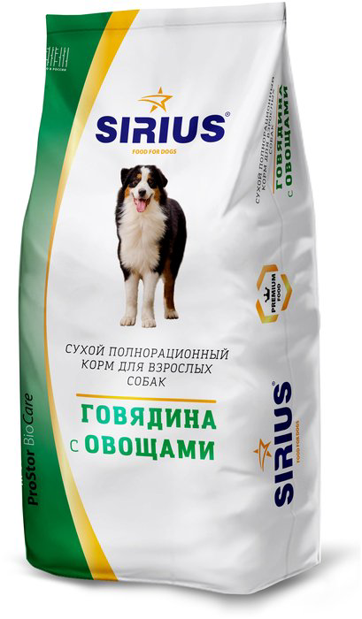 Сухой корм Sirius С говядина и овощами 15кг купить,NaN