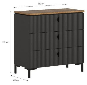 Комод БРВ Брест Сан-Джиминьяно KOM3S черный 85x41x82 см купить,NaN