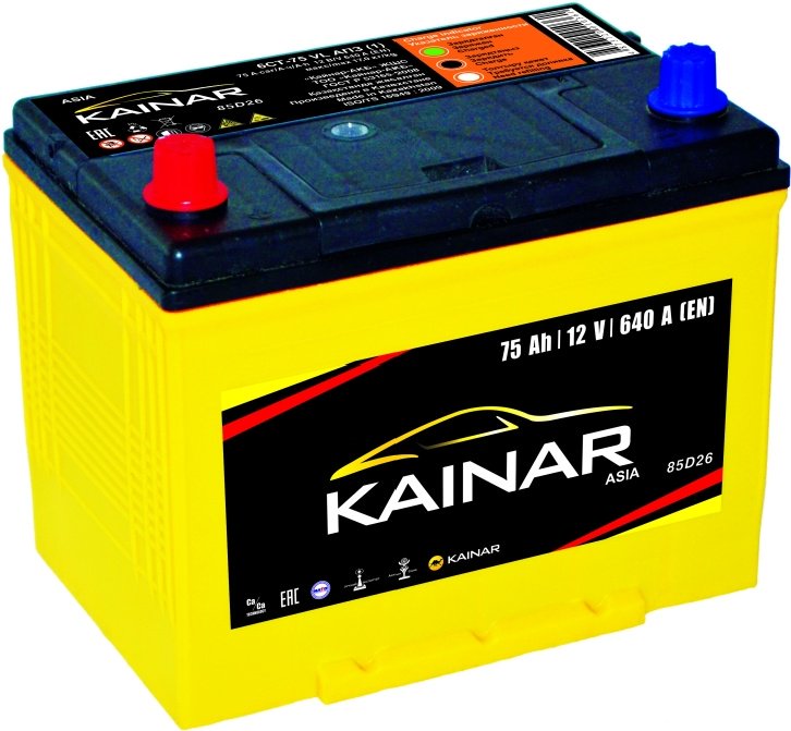 Аккумулятор Kainar Asia 6СТ-75 АПЗ п.п R JIS-D26 new купить,NaN