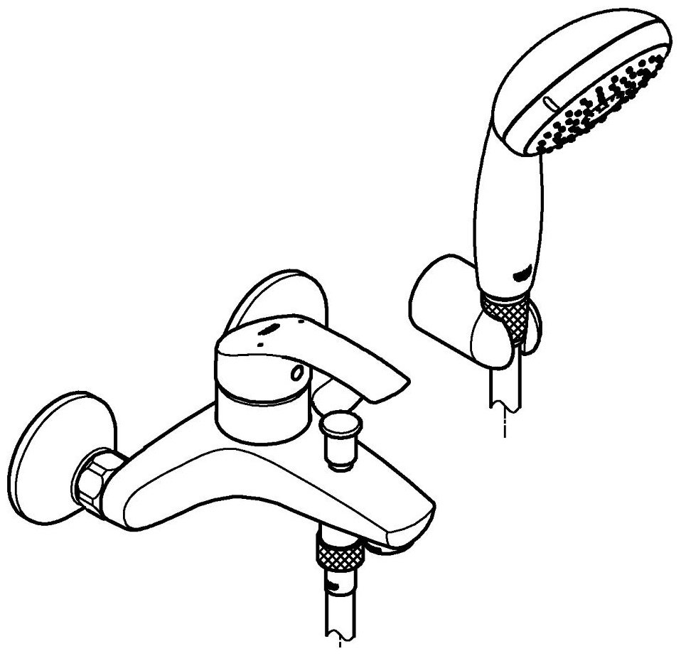 Смеситель для ванны Grohe Eurosmart New 3330220A, латунь, цвет хром купить,NaN