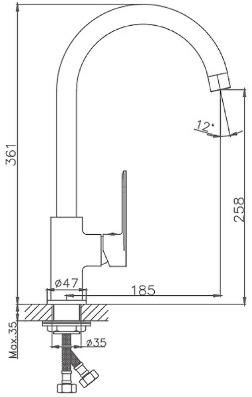 Смеситель для кухни Haiba HB70590, латунь, цвет хром купить,NaN