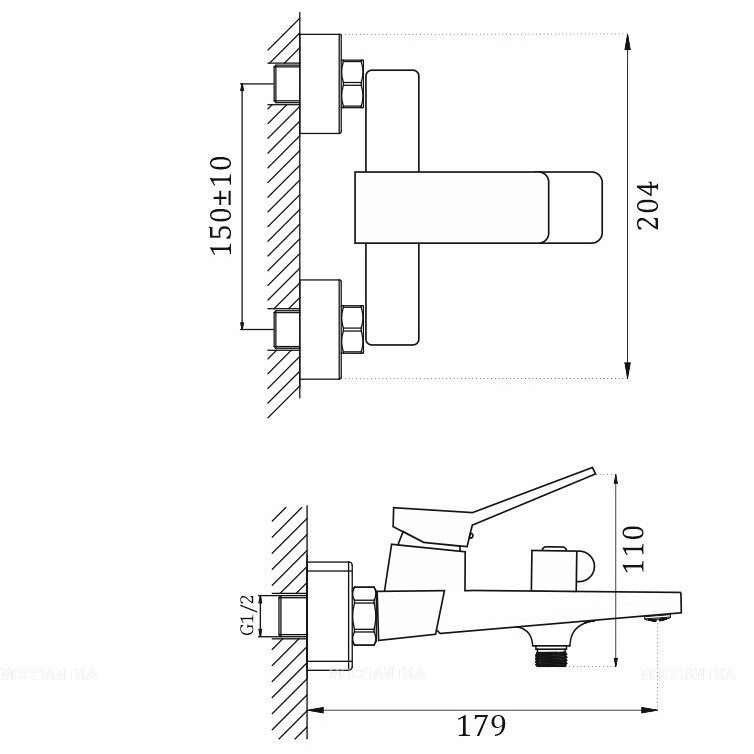 Смеситель для ванны Haiba HB60818-7, латунь, цвет черный купить,NaN