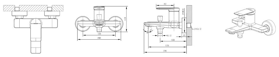 Смеситель для ванны BRAVAT Eddie F6369402CP-01-ENG, латунь, цвет серебристый купить,NaN