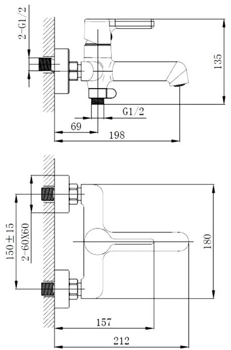 Смеситель для ванны Haiba HB60814-7, латунь, цвет черный купить,NaN