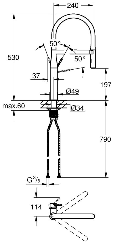 Смеситель Grohe Essence 30294 хром, латунь, цвет серебристый, черный купить,NaN