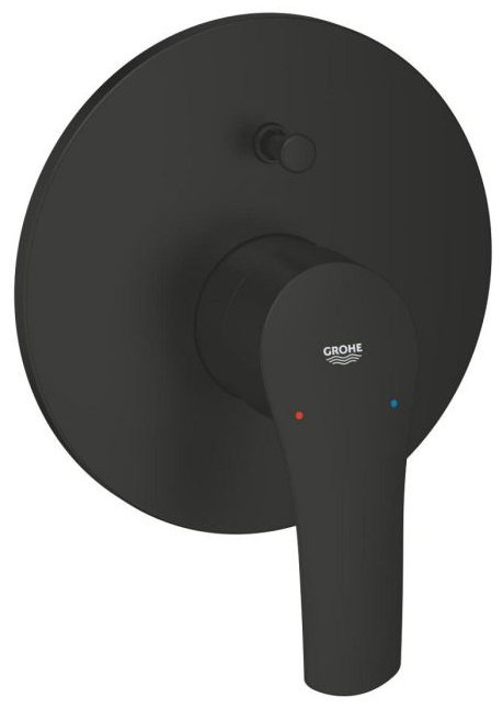 Смеситель для ванны Grohe однорычажный скрытого монтажа Eurosmart, матовый чёрный (194502433), нержавеющая сталь, цвет черный купить,NaN