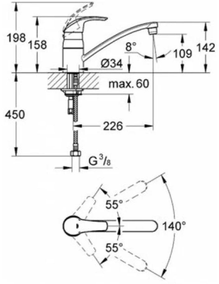 Смеситель для кухни Grohe 33281001, латунь, цвет серебристый купить,NaN