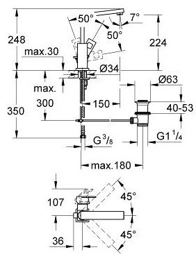 Смеситель для раковины (умывальника) Grohe Eurocube 23135000, однозахватный купить,NaN