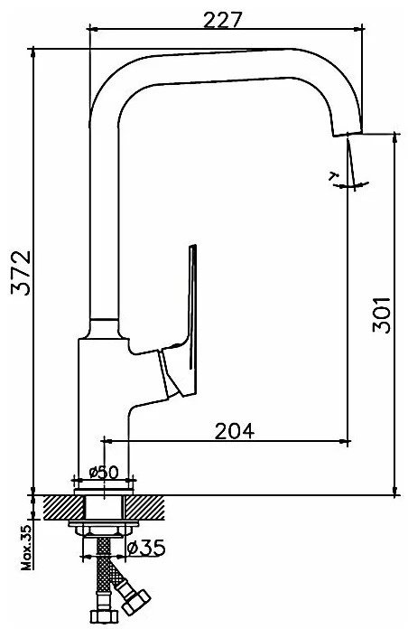 Смеситель для кухни Haiba HB70533-3, латунь, цвет серый купить,NaN