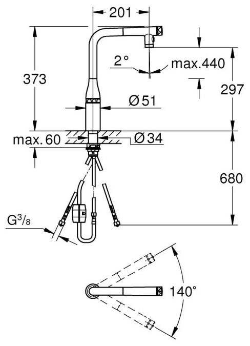 Смеситель для раковины (умывальника) Grohe 31892KF0, однозахватный купить,NaN