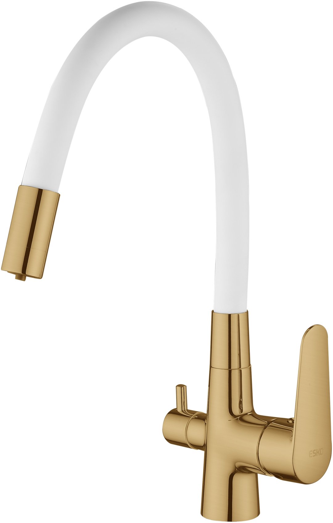 Смеситель с гибким изливом ESKO Coral CL03GW, латунь, цвет белый, золотистый купить,NaN