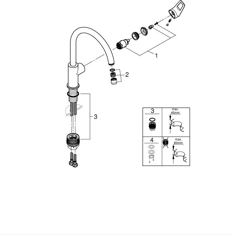 Смеситель для кухни Grohe White House Grohe BauLoop 31232001, латунь, цвет хром купить,NaN