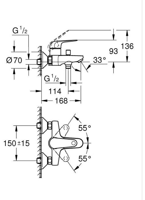 Смеситель Grohe EuroEco , латунь, цвет хром купить,NaN