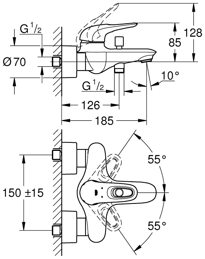 Смеситель для ванны Grohe 33591003, латунь, цвет серебристый купить,NaN