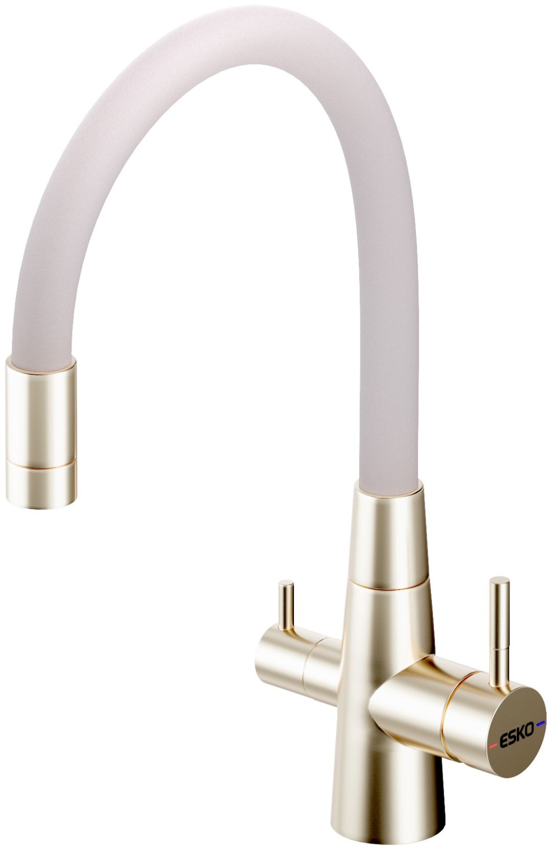 Смеситель с гибким изливом ESKO Coral CL03GBG, латунь, цвет золотистый, молочный купить,NaN