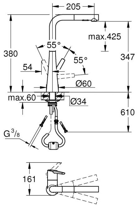 Смеситель для кухни Grohe Zedra 32553002, латунь, цвет серебристый купить,317300