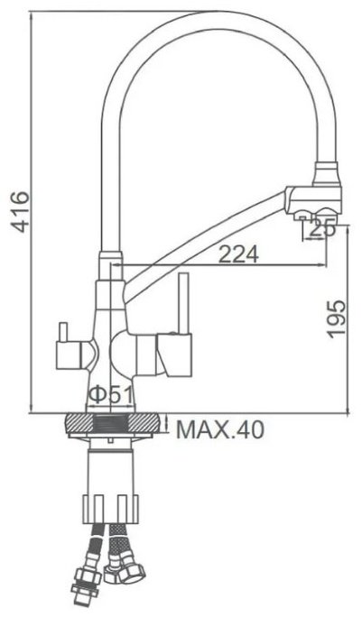 Смеситель для кухни Haiba HB76822, латунь, цвет серый купить,NaN