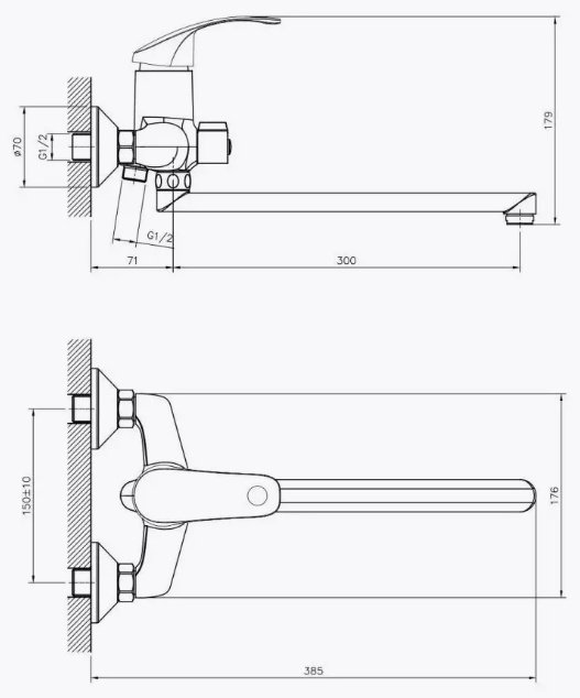 Смеситель для ванны DecoRoom DR71043, латунь, цвет хром купить,35910