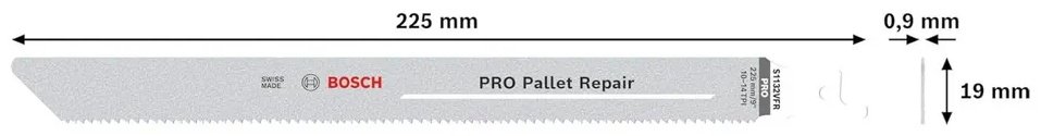 Bosch Пилки сабельны PRO Pallet Repair S1132VFR Blade, 0.9x19x225 mm ВОSСН (5) / артикул: 2608659006 225 мм 5 шт