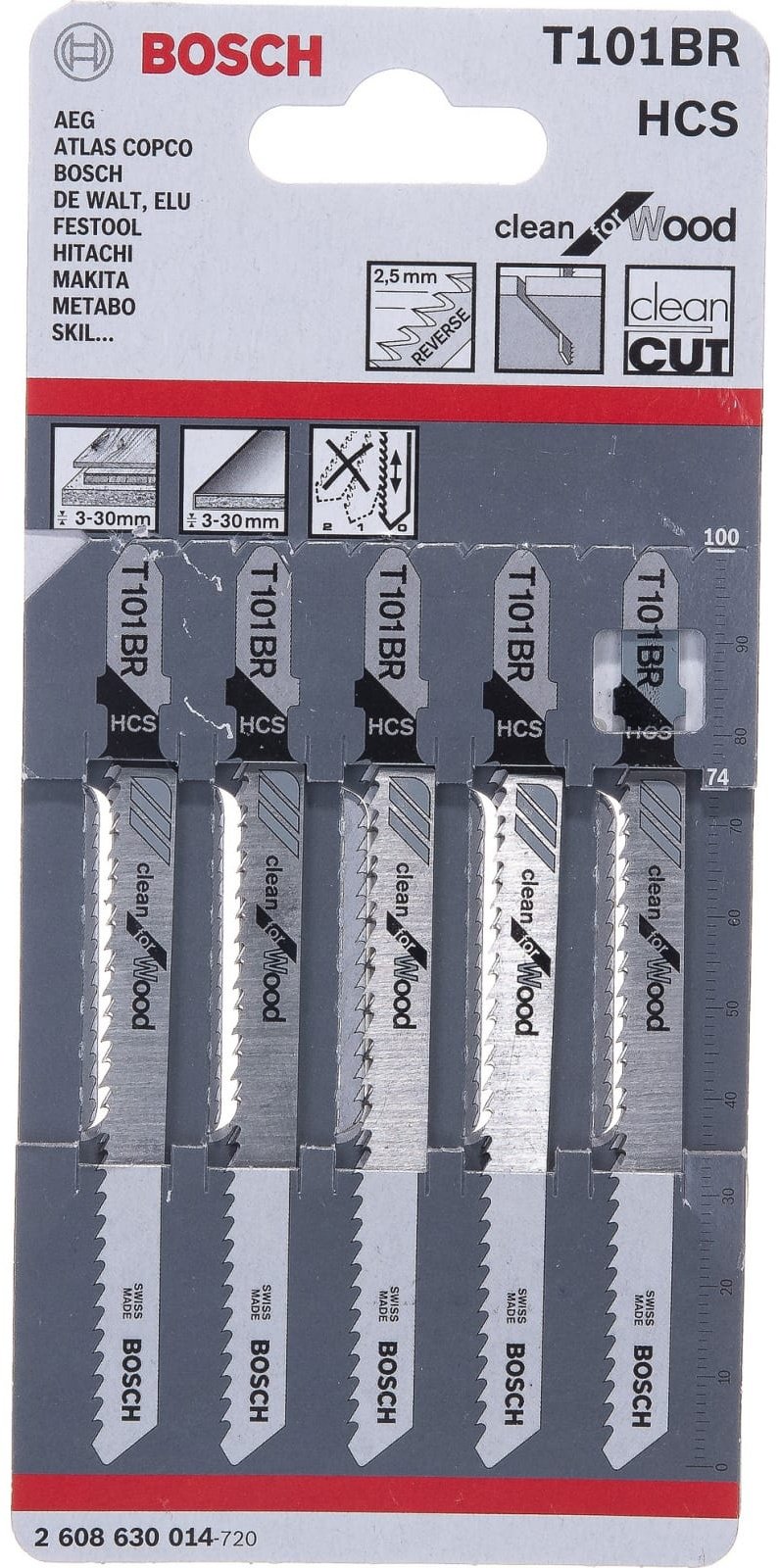 Пилки для лобзика по дереву 5 шт. Bosch 2608630014