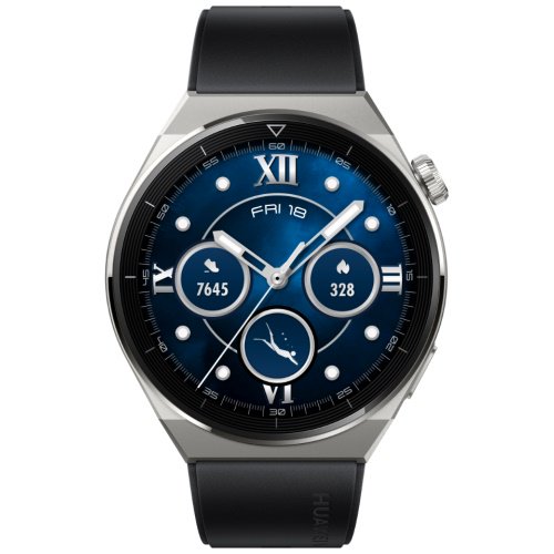 Смарт-часы Huawei Watch GT 3 Pro ODIN-B19S 55028473 46mm Light Titanium Case Black Fluoroelastomer Strap