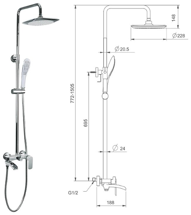 Gappo душевой набор (гарнитур) G2448-8