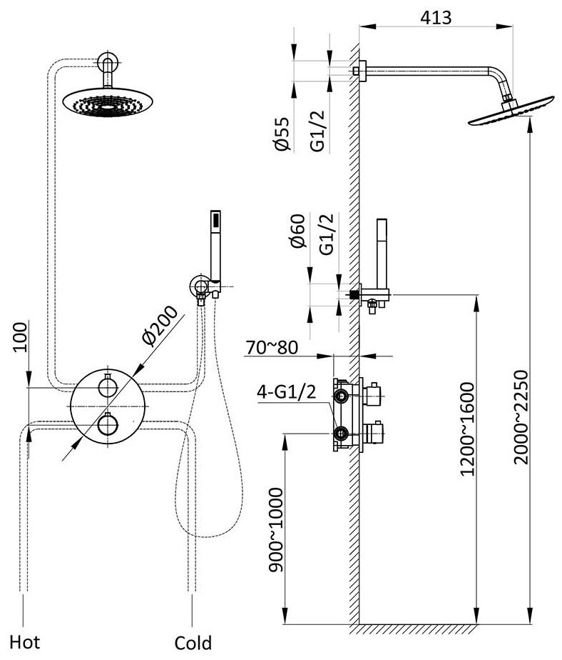 Vincea душевой набор (гарнитур) VSFW-101TCH
