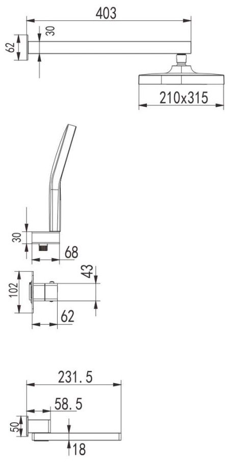 Rose душевой набор (гарнитур) R1095T